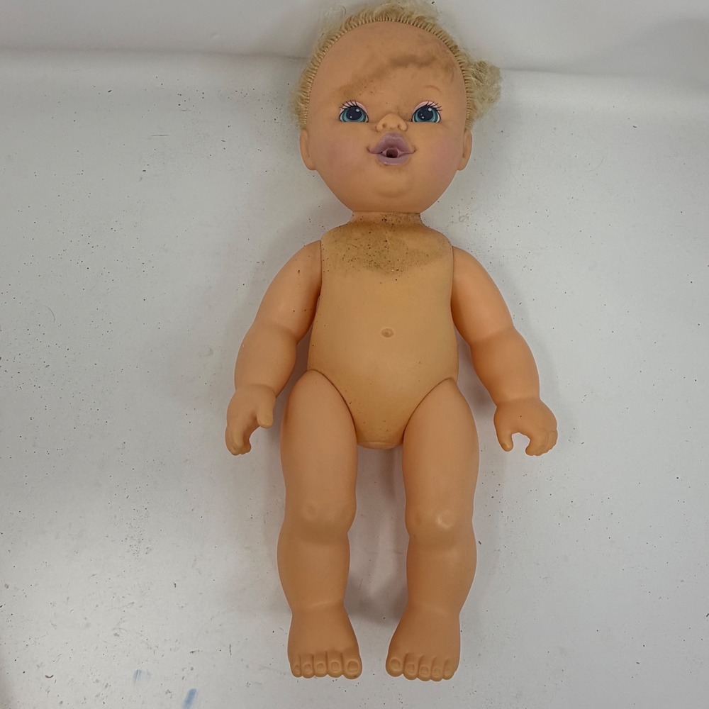 Vintage 1995 Hasbro Baby Alive Doll Blonde Hair Blue Eyes Open Mouth 12 inch